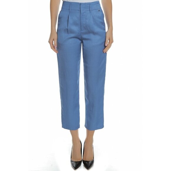 NWT Scotch & Soda blue linen blend cropped pleated trousers, M - Picture 5 of 12